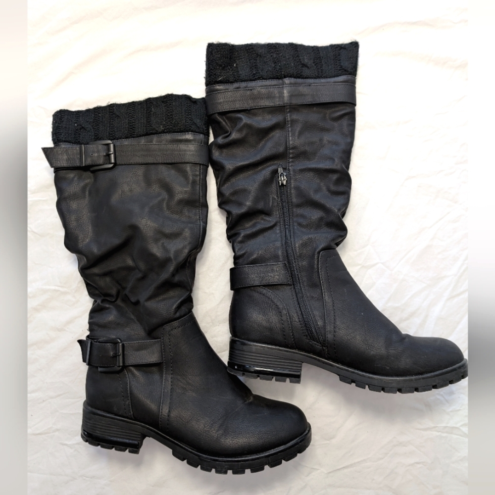 Women's Call it Spring pleather half zip boots